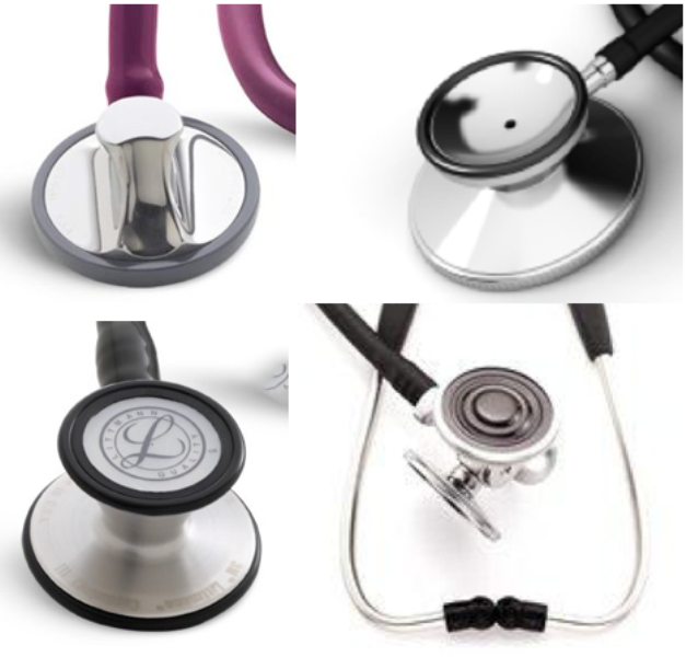 The head of stethoscopes can be single, double (bell / membrane), double membrane (large diameter / small), double with a grooved head